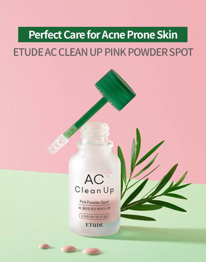 ETUDE HOUSE AC Clean Up Pink Powder Spot 15 ml แป้งน้ำแต้มสิวสูตรใหม่ มีสารบำรุงเข้มข้น ใช้แต้มบนสิว ช่วยลดการอักเสบ ลดปัญหาการอักเสบแดงของสิวได้อย่างรวดเร็ว ไม่ทิ้งรอยดำ  คงความชุมชื้น ช่วยกระชับรูขุมขน ลดรอยแผลอันมีสาเหตุมาจากสิว หลุมสิวหรือแผลอักเสบจะยุบลงอย่างเห็นได้ชัด ไม่มีสารที่ก่อให้เกิดอาการแพ้หรือระคายเคือง