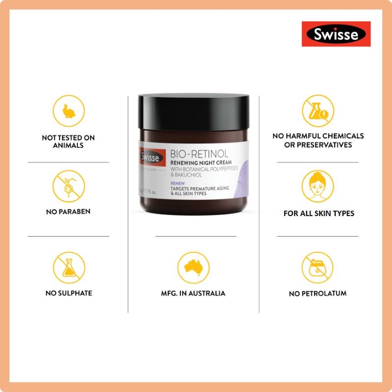 Swisse Bio Retinol Renewing Night Cream g ,  Bio Retinol ,Swiss Bio Retinol Renewing Night Cream, Swiss  Retinol , ครีมบำรุงผิว , Retinol ,swisse skincare รีวิว, Swisse Bright Skin รีวิว,  Sale สวิสเซ ,สวิสเซ 